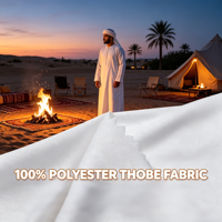 Tissu 100 % polyester uni teint, nouveau design 2026, pour thobe arabe et saoudienne pour hommes
