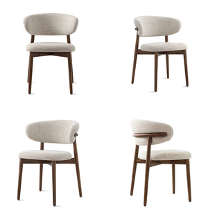 Sedia da Pranzo Moderna in Tessuto Teddy <span class=keywords><strong>Bianco</strong></span> con Gambe in <span class=keywords><strong>Legno</strong></span> e Schienale in Bouclé, Pannello in Compensato, Arredamento per Casa e Ufficio, Ideale per Caffetterie - Product Image 3