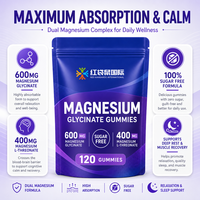 Gummies de magnésium L-thréonate et glycinate saveur myrtille avec calcium, vitamine D, vitamine B6 et coenzyme Q10, 120 unités