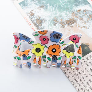 กิ๊บหนีบผมอะคริลิกลายดอกไม้ขนาดใหญ่ 8.6 ซม. สีเขียวม่วง ดีไซน์ทันสมัย สำหรับผู้หญิง เหมาะเป็นของขวัญสำหรับวันหยุด - Product Image 6