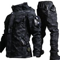 Jaket Bomber Pria Poliester Elastis Kamuflase Musim Semi Gugur, Gaya Pakaian Kerja Taktis Luar Ruangan, Saku, Mendaki Gunung