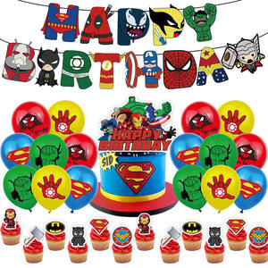 Vente en gros Aven gers Super-Héros Thème Joyeux Anniversaire Décoration de Fête Ballon Bannière Falg Gâteau Topper latex Globos Ballons Sets - Product Image 1
