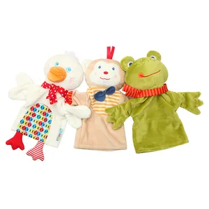 QS 2023 New Soft Toy Toddler Cute Cartoon Monkeys Ducks Animal Finger Hand Puppets Stuffed Plush Doll Toys For Children Kids