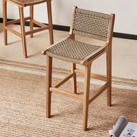 Chaise de bar en teck de haute qualité pour la maison, le jardin, le bar extérieur, chaises en bois avec corde