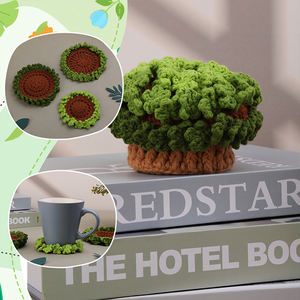 Posavasos de ganchillo con flores verdes, cesta de plantas, posavasos, kit de ganchillo para principiantes - Product Image 5