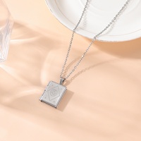 Medallón con Foto, Corazón Cuadrado, Islam Musulmán Árabe, Alá, Colgante de Acero Inoxidable, Joyería de Moda, Collar para Mujer, Venta al por Mayor