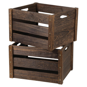 Kotak kayu besar peti kayu untuk penyimpanan Rustic buatan tangan dengan pegangan kayu tahan lama untuk Display - Product Image 1