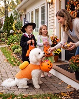 Costume d'Halloween pour chien motif citrouille mignon, gilet sans manches en velours côtelé doux avec citrouille 3D, respirant, confortable, fermeture facile, vêtements pour animaux de compagnie