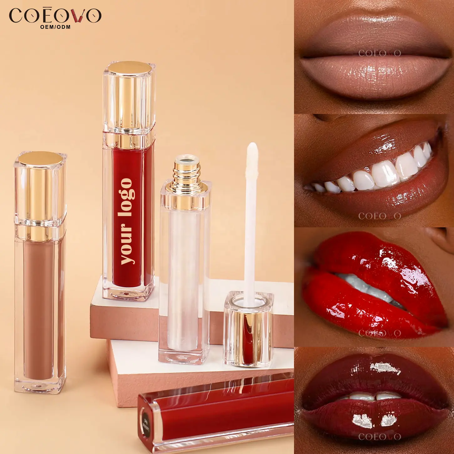 COEOVO label pribadi kustom grosir lip gloss berkilau nude kilau vegan lipgloss vendor lipstik matte cair lip gloss