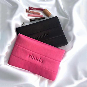 Custom LOGO Large Neoprene Makeup <strong>Bag</strong> with Zipper Closure Eco-friendly Lip Gloss and Phone Storage Ribbon and Cotton Filled <strong>Bag</strong> - Product Image 2