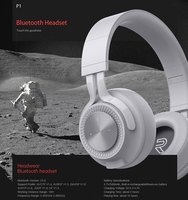 Headphone nirkabel, Headset nirkabel Stereo Hi-Fi dapat dilipat, penutup telinga lembut di telinga, Mode kabel mikrofon bawaan