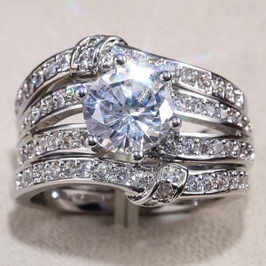 Elegant 3Pcs Bridal Wedding <strong>Ring</strong> Sets <strong>Rings</strong> Women <strong>Girls</strong> Lady White Clear Zircon Stone <strong>Ring</strong> Fashion Engagement Jewelry Gift - Product Image 4
