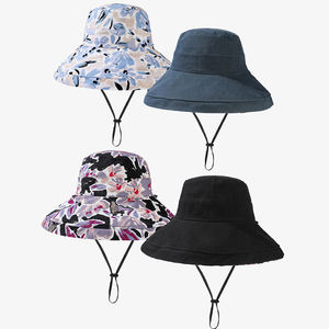 قماش مزدوج الجانب للنساء حافة واسعة حافة معدنية سلكية الصيف UPF50 + زهرة السفر الشاطئ قابلة للطي عكسها - Product Image 1