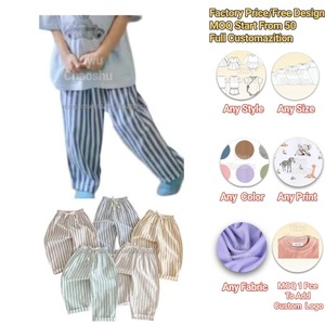Pantalones Casuales <span class=keywords><strong>de</strong></span> Lino y Algodón a Rayas para Bebés y Niños Pequeños, con Cordón Ajustable, Personalizados <span class=keywords><strong>de</strong></span> Fábrica con MOQ Bajo - Product Image 1