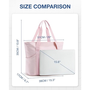 Colefa - Bolso de Mano Plegable para Mujer, Bolso de Viaje de Nailon, Almacenamiento para Portátil y Libros, para Viajes, Playa, Gimnasio, Color Rosa, Bolso Grande - Product Image 5
