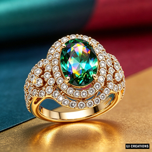Women's S925/10K/14K/18K <b>Gold</b> Plated Oval Crystal <b>Cocktail</b> <b>Ring</b> Pave Rhinestone Luxury Engagement Band - Product Image 6