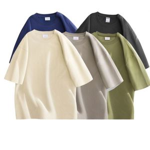 Camisetas Casuales de Moda para Mujer, 100% Algodón Tejido, 220g, Antiarrugas, Cuello Redondo, Corte Holgado, Manga Corta, Color Sólido - Product Image 1