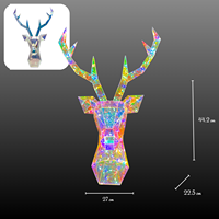 Dekorasi Dinding Kepala Rusa Bercahaya LED Elektrik Holografik Iridescent PET Rusa Gantung Bertenaga USB 160 LED 8 Mode Natal