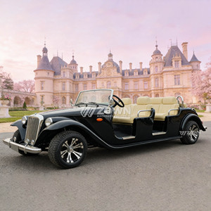 Auto Clásico Retro Eléctrico ZOWN de 4 Plazas, Negro con Asientos Color Crema, Diseño Descapotable - Product Image 6