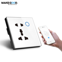 Accessoires pour maison intelligente Makegood, prise en verre, interrupteur d'éclairage, prise Wi-Fi Alexa, prise murale tactile Wi-Fi