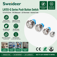Sweideer Interrupteur à bouton-poussoir LED en métal étanche IP65 12mm 16mm 19mm 22mm Acier inoxydable à enclenchement momentané 1NO1NC 2NO2NC
