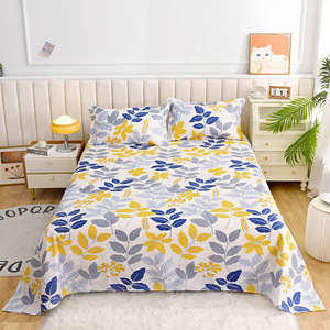 New Household Printing 3-Piece Flat Bed <strong>Sheet</strong> <strong>Pillowcase</strong> <strong>Set</strong> Custom Floral Solid Pattern King Size Bed <strong>Sheet</strong> <strong>Set</strong> - Product Image 5