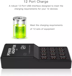 Adaptateur de chargeurs <span class=keywords><strong>USB</strong></span> multi-ports 12 ports 50W 5V/1A pour chargeur de concentrateur <span class=keywords><strong>USB</strong></span> électrique de charge multiple de bureau de téléphone portable - Product Image 5