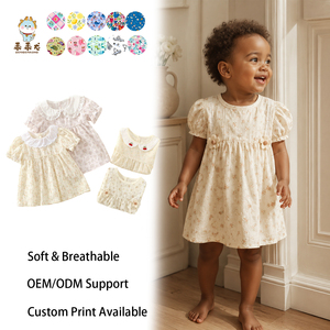 Guai Ingrosso 2026 Vestito Floreale per Bambina con Maniche a Sbuffo in Jacquard e Fiori 3D per 6-24 Mesi - Product Image 1