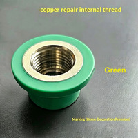 Raccord court PPR sans perçage pour réparation murale, filetage interne, tête hexagonale, connexion femelle 4/6 pouces