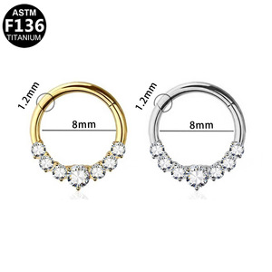 Anneau de nez en titane avec zircon blanc marquise serti en canal pour bijoux de piercing unisexe tendance - Product Image 5