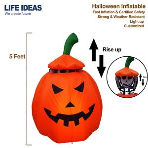 5FT automatique montée crâne fantôme en citrouille Halloween décoration gonflable pour le jour des vacances de la fête des morts - Product Image 3