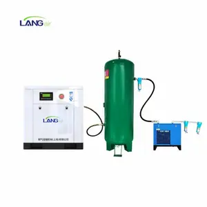 Langair hemat energi 11 KW 15HP Industri Compresor 0,8mpa 60CFM langsung digerakkan sekrup Rotary kompresor udara