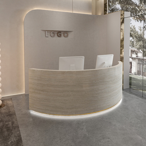 Bàn tiếp tân bằng đá travertine hình vòng cung hiện đại cho Thẩm mỹ viện cửa hàng quần áo công ty vẽ tay Thông tin thu ngân - Product Image 3