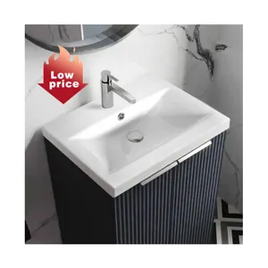 Lavabo de mano de cerámica de alta calidad con encimera fina moderna lavabo de tocador de baño blanco lavabo de gabinete de baño para Hotel
