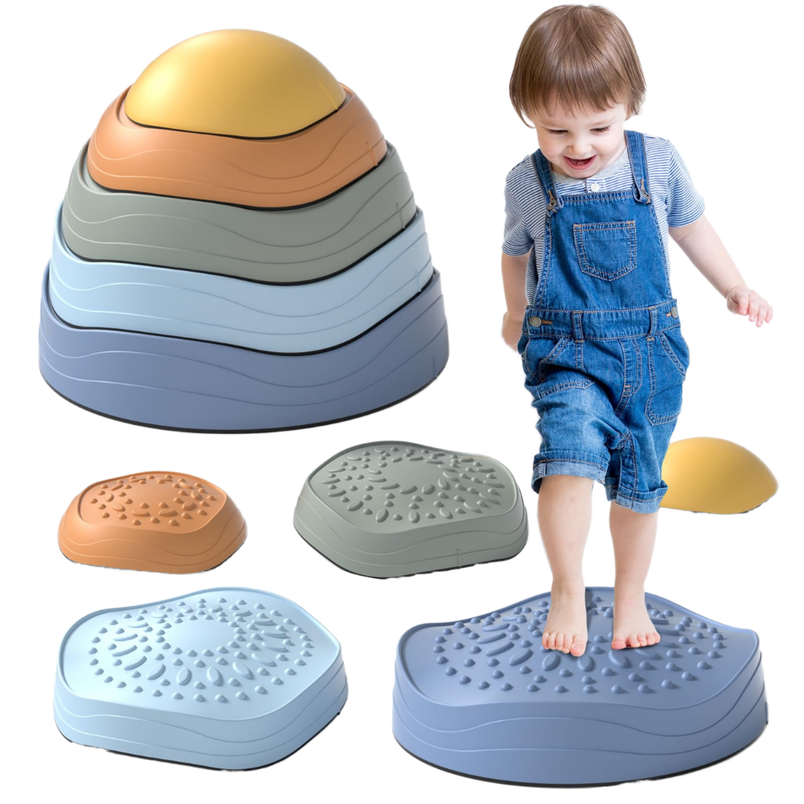 # Kids Sensory Balance Stepping Stones – Wave River Stone Balance Training Toys for Sensory Integration & Coordination