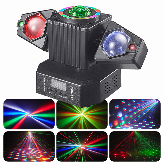 Professional 50W RGBW Stage Lighting Two Arm Laser Light 4in1 LED Effect Light Double Headed Moving Beam Spot Wash Laser for DJ
