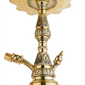 Cachimba Egipcia Khalil Mamoon Shika Drakon de Latón Egipcio al por Mayor – Vástago de Latón Sólido de 48 cm con Grabado de Escamas de Dragón - Product Image 4