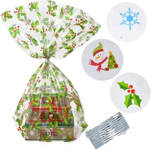 <span class=keywords><strong>24x36</strong></span> pouces bonhomme de neige noël Santa Cellophane sacs de panier avec nœud de traction - Product Image 2