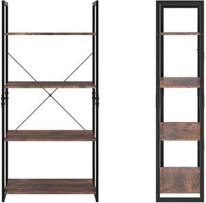 Estantería <span class=keywords><strong>Vintage</strong></span> de 4 niveles, organizador de almacenamiento, aspecto de madera moderna, marco de Metal con acento, muebles para el hogar y la Oficina - Product Image 2