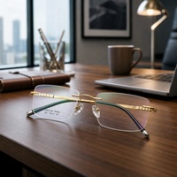Lunettes de vue de haute qualité pour hommes, lunettes de luxe, monture optique sans monture en titane pour hommes, vente en gros