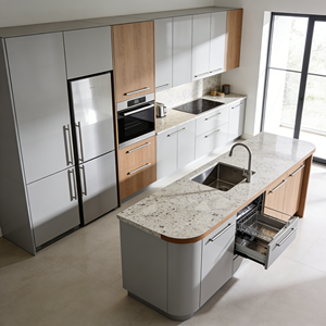 Gabinetes de Cocina Blancos con Almacenamiento Integrado y <span class=keywords><strong>Microondas</strong></span> Incorporado para Renovaciones de Cocinas de Lujo en Estados Unidos - Product Image 4