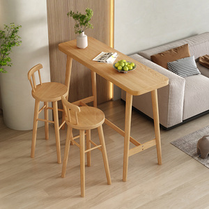 Mesa de Bar de madera maciza, partición creativa para sala de estar, mesa alta nórdica pequeña plana contra la pared, barra de mesa larga - Product Image 1