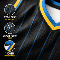 Conjunto de Uniforme de Baloncesto Personalizado con Sublimación en Malla Transpirable de 180GSM, Diseño Elite Varsity con Rayas, Equipación de Entrenamiento Pro-Am