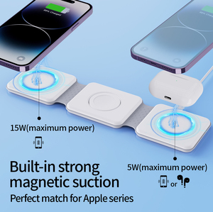 Station de charge sans fil magnétique portable 3 en 1, pliable, chargeur rapide 15W, support pour plusieurs appareils, support pour smartphone - Product Image 3