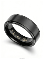 Bague simple en acier titane plaqué or noir PVD 8 mm, bijoux minimalistes pour hommes, fabrication OEM sur mesure