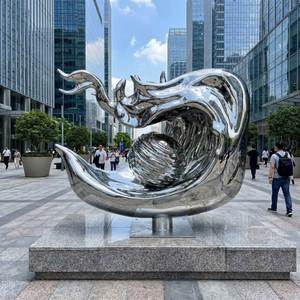 Stainless Steel Mirror Art <b>Sculpture</b> Modern Abstract Polished Reflective Outdoor Metal Statue Custom Color Customized Sizes - Product Image 4