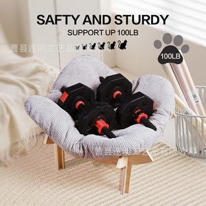 Wooden Cat <b>Bed</b> Round Elevated Pet Sofa <b>Bed</b> Solid Wood Indoor Cat <b>House</b> 52.1 x 52.1 x 26.2cm - Product Image 1