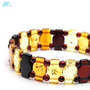 Brazalete de Piedras Preciosas Coloridas de Ámbar Natural del Mar Báltico Sin Optimizar, Tamaño del Mango Aproximadamente 14 mm, Regalo de Moda - Product Image 2