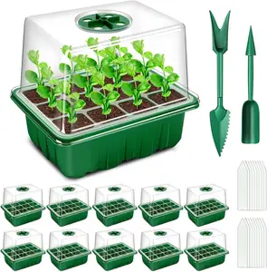 10 Pack 120 Cells Thicken Seed Starting Trays Kit with Humidity Dome Growing Trays Seedling Germination Nursery Box