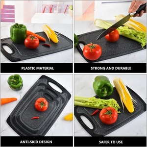 Lusso senza BPA 3 pezzi di marmo nero in granito colore plastica tagliere facile impugnatura per cucina frutta e verdura - Product Image 5